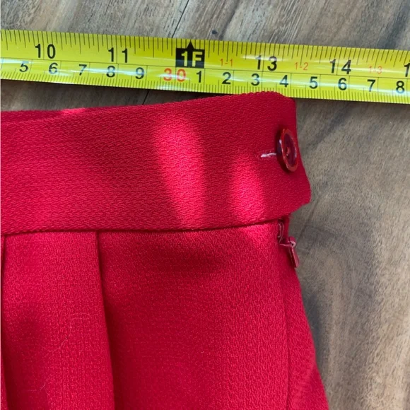 Vintage 90s Red Wool Wide Leg Trousers Carolyn Bessette Style Size 6 Carlisle - Picture 5 of 6